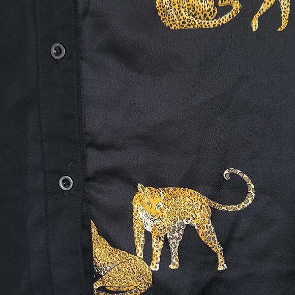 Emory Rose Leopard Print Short Sleeve Button Down Top, Size XLarge - Picture 6 of 8